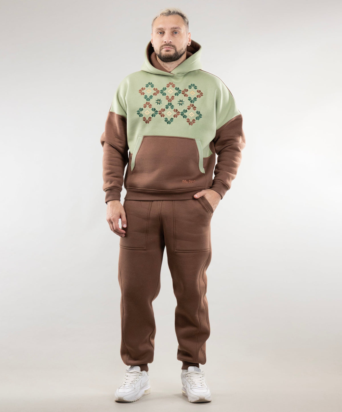 Warm Embroidered Hoodie "River" and Warm Sweatpants For Men